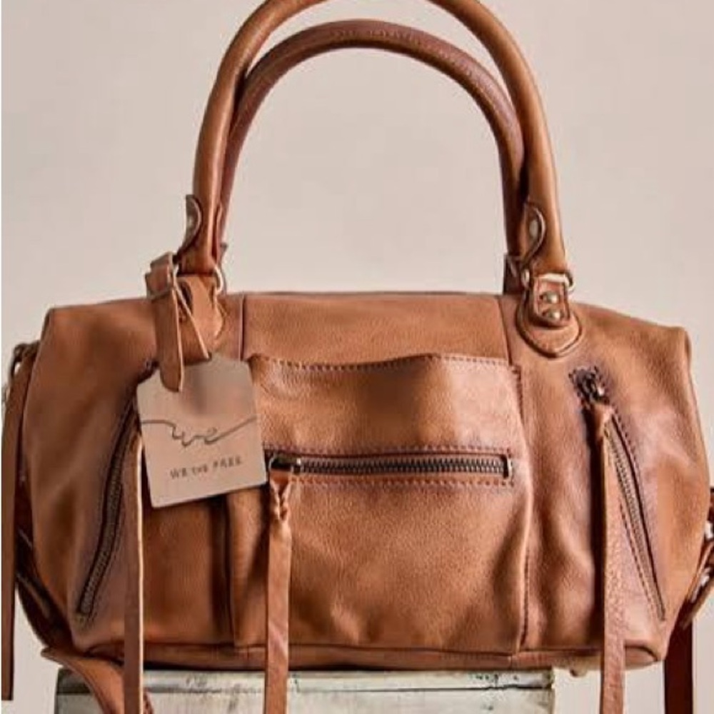 We The Free Brown Leather Baby Emerson Tote Bag in Saddle Viral TikTok 🔥